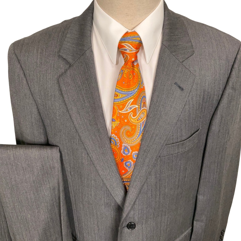 Jos A Bank Signature Suit Mens 44R Black Blue Glen Plaid Flannel 2-Button Preppy